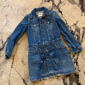 Zara Indigo Denim Jacket Dress